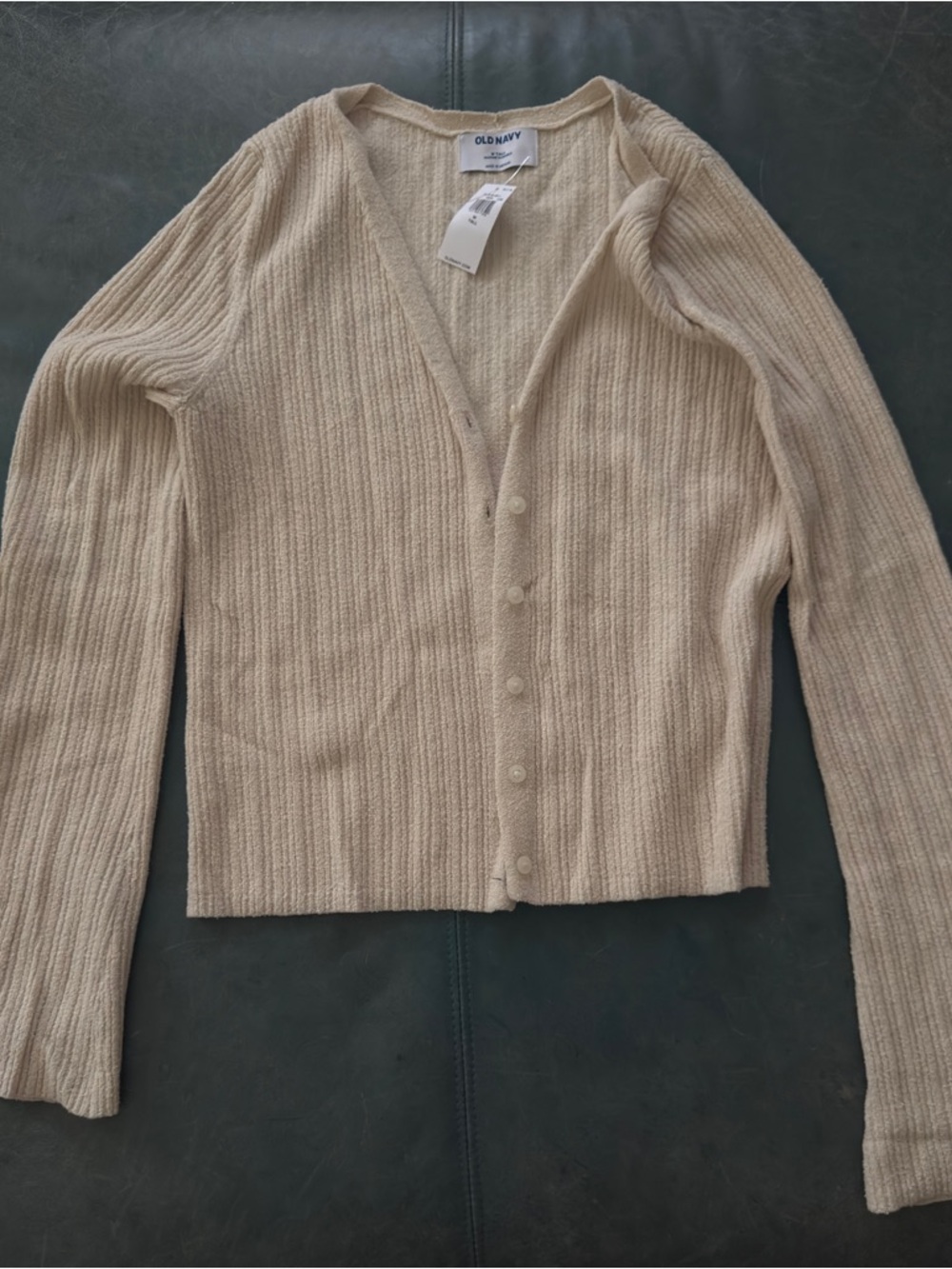 NWT New Old Navy Cream Ribbed Cardigan  - medium tall